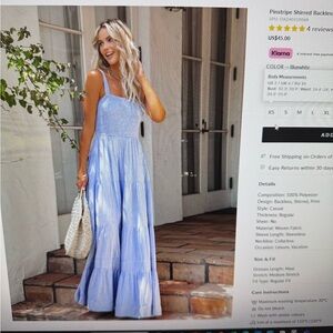 Pinstripe Shirred Backless Long Cami dress